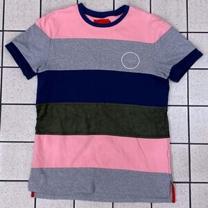 Vie + Riche Paris Striped T-Shirt Mens XXL Pink Grey Navy Green Excellent Logo